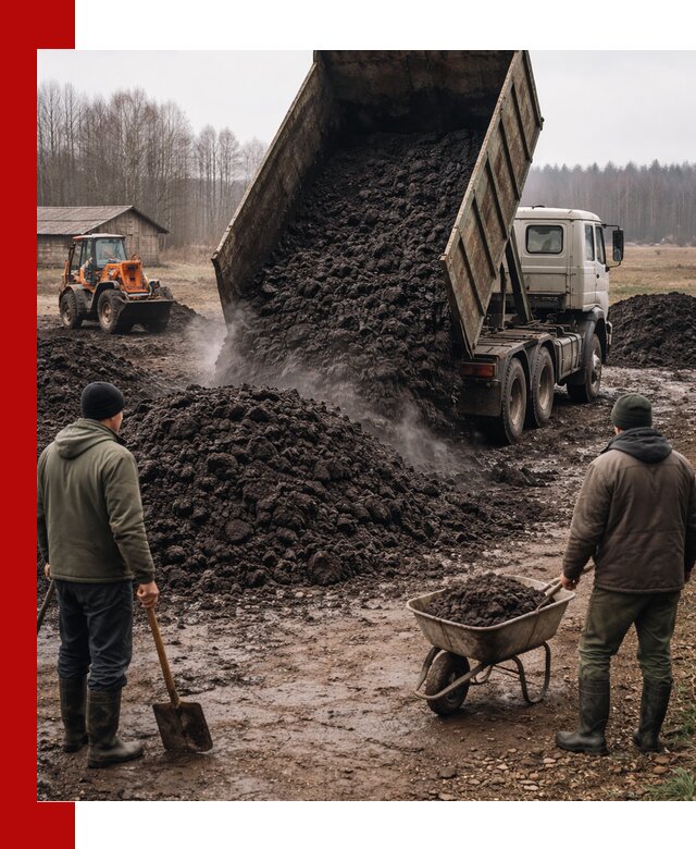 Доставка низинного торфа с разгрузкой и доставкой в Устях-Джегуте