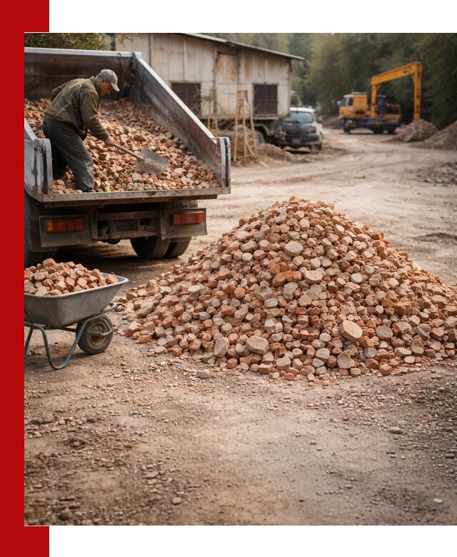 Доставка и подушка из боя кирпича с разгрузкой в Устях-Джегуте