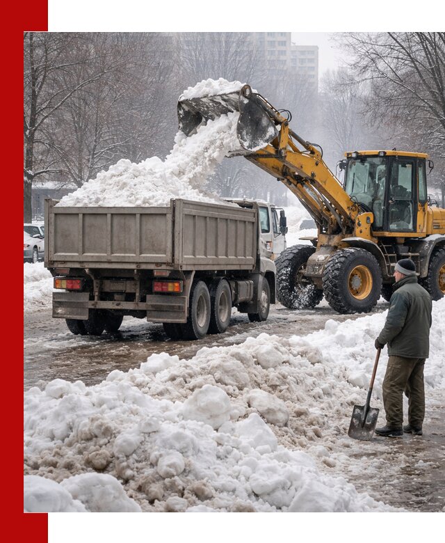 Вывоз снега грузовой техникой в Устях-Джегуте оперативно и чисто