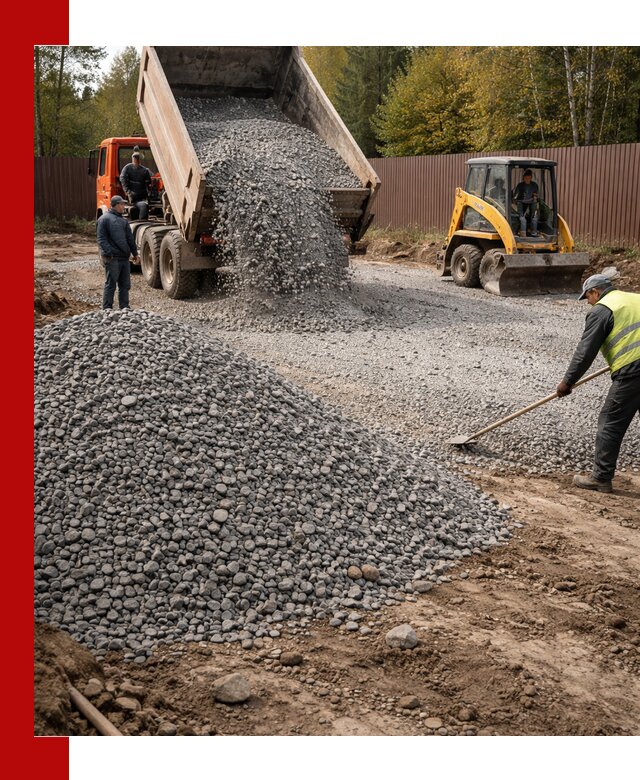 Отсыпка участка щебнем с доставкой и уплотнением в Устях-Джегуте