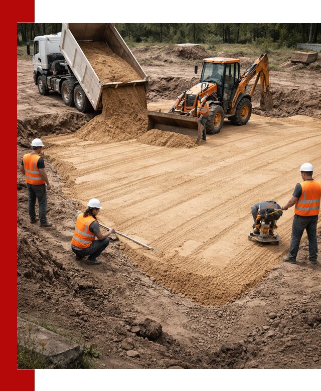 Устройство песчаной подушки для фундаментов и дорог в Устях-Джегуте